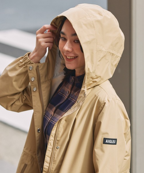AIGLE 防水コート ベージュ 取り外し可能 フード付きライナーあり AIGLE（エーグル） GORE-TEX ゴアテックス 防水 防風 透湿 2WAY ミドル