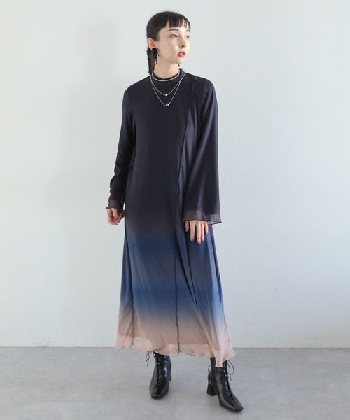 「HARE」 長袖ワンピース FREE ネイビー レディース_画像3