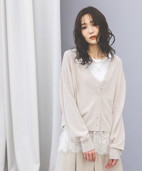極美品♡ルネ♡ピークスカーディガン GLOBAL WORK（グローバルワーク） カーディガン 透けにくいメッシュ