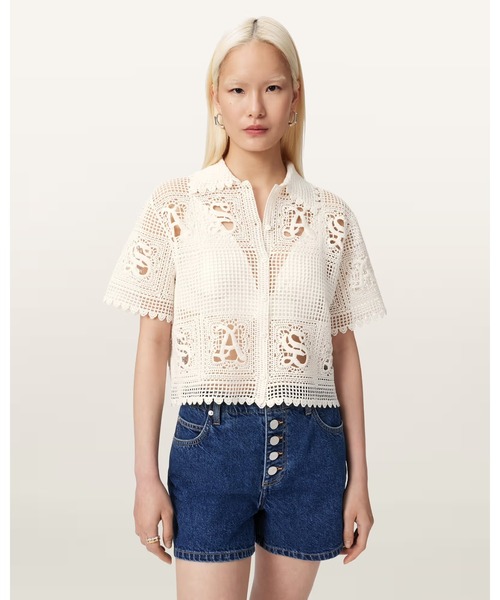ALLSAINTS（オールセインツ） ポロシャツ ポロ KYRA CROCHET CROPPED