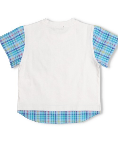 moujonjon（ムージョンジョン） tシャツ チェック柄切替半袖Tシャツ 