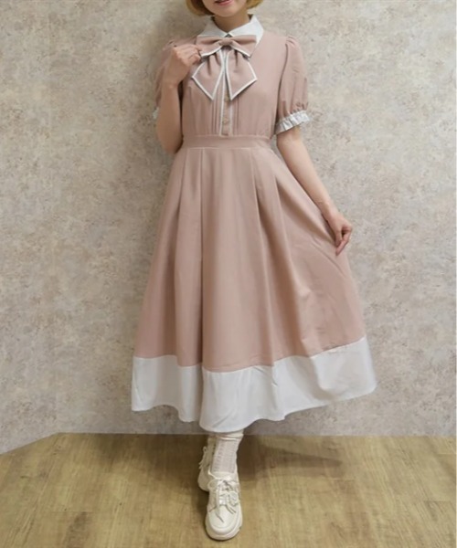 axes femme（アクシーズ ファム） ワンピース 半袖 ストライプ切替