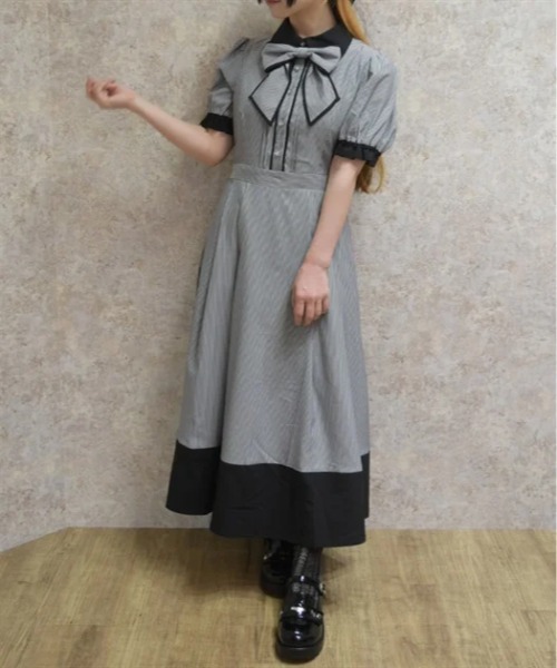 axes femme（アクシーズ ファム） ワンピース ストライプ切替シャツ