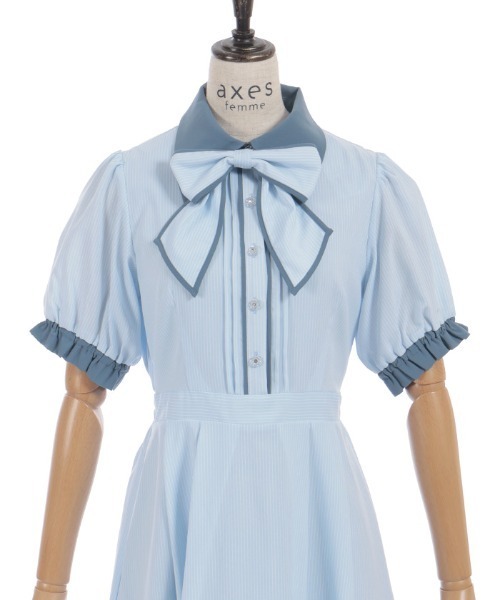 axes femme アクシーズファム ゴシック 半袖 フリル ワンピース axes femme（アクシーズ ファム） ワンピース 半袖 ストライプ切替