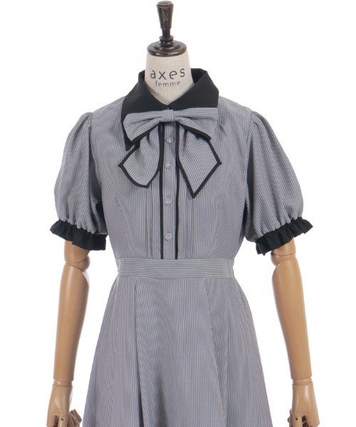 axes femme（アクシーズ ファム） ワンピース 半袖 ストライプ切替