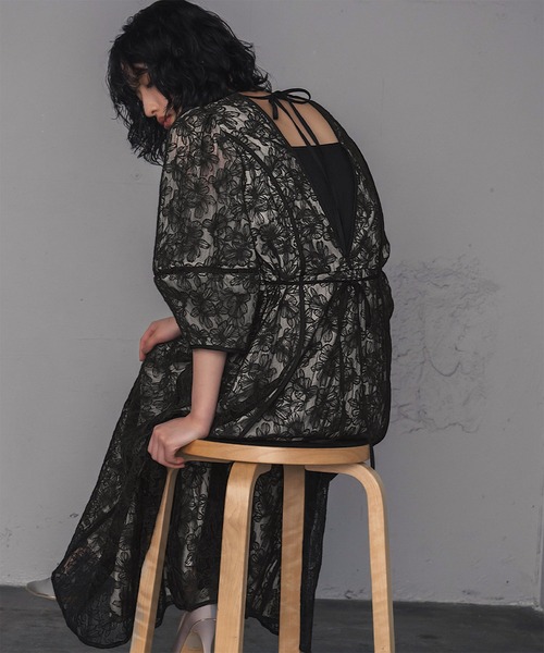 「GIRL」 半袖ワンピース M ネイビー レディース_画像5
