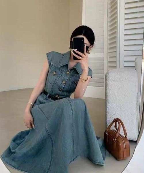 FAVORITO ワンピース ノースリーブデニムワンピース : ZOZOTOWN Yahoo