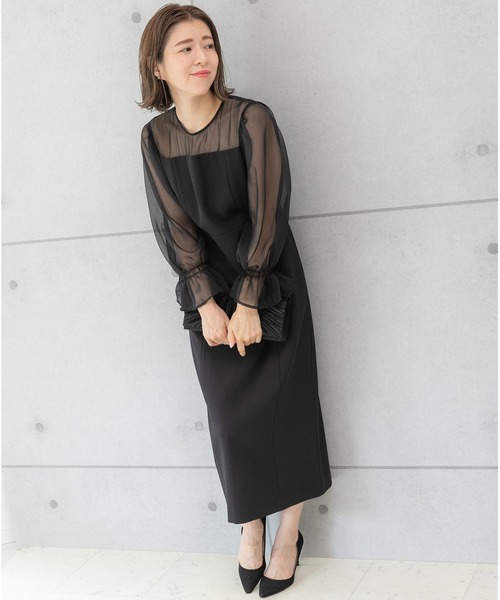 「PREFERIR」 長袖ワンピース LARGE ブラック レディース_画像4
