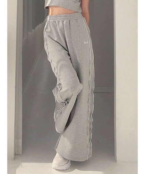 ワイドパンツ スウェットパンツ ジャージ 「FILA」メローラインスウェットパンツ レディースの画像