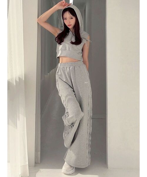 ワイドパンツ スウェットパンツ ジャージ 「FILA」メローラインスウェットパンツ レディースの画像
