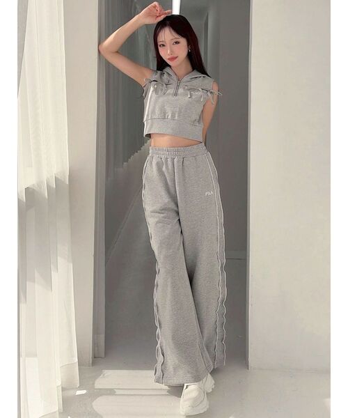 ワイドパンツ スウェットパンツ ジャージ 「FILA」メローラインスウェットパンツ レディースの画像