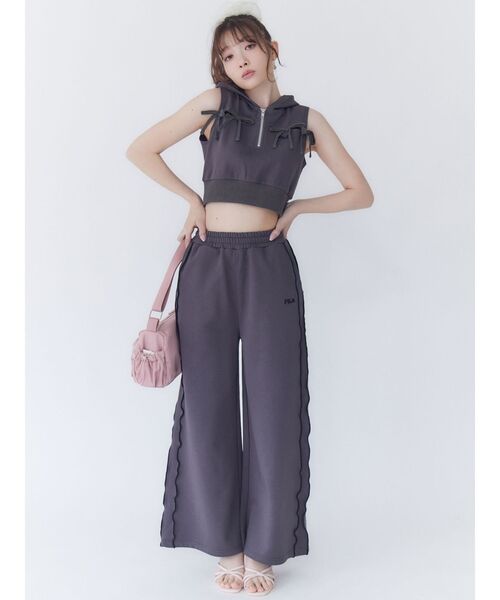 ワイドパンツ スウェットパンツ ジャージ 「FILA」メローラインスウェットパンツ レディースの画像