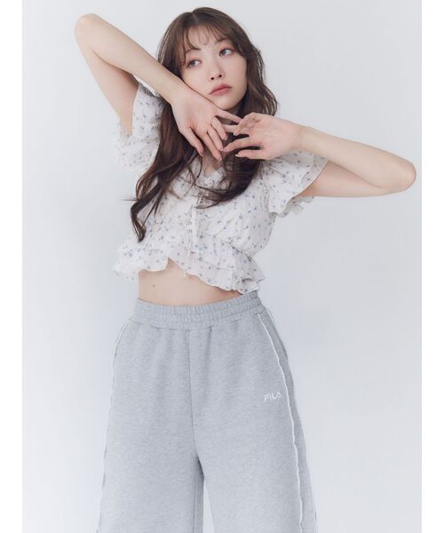 ワイドパンツ スウェットパンツ ジャージ 「FILA」メローラインスウェットパンツ レディースの画像