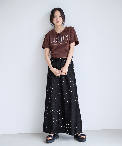VIS（ビス） ロング スカート ドットプリントアソートサテンナロー