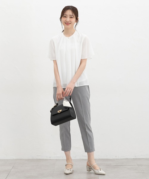 「Honeys」 「GLACIER」半袖ブラウス S モカ レディース_画像3