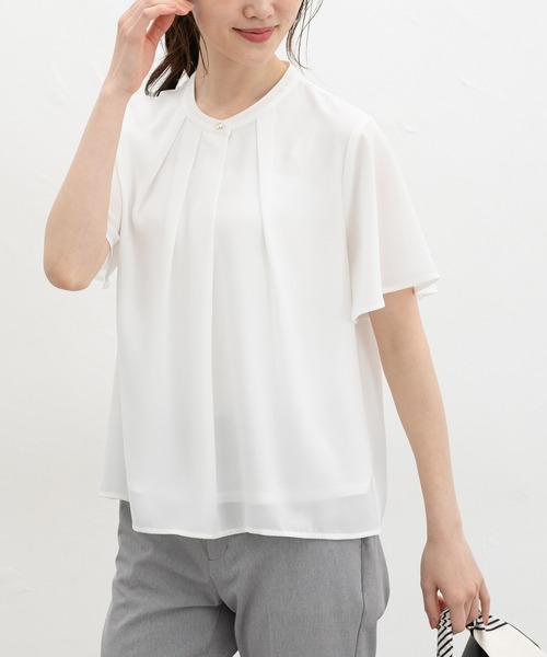 「Honeys」 「GLACIER」半袖ブラウス S モカ レディース_画像5