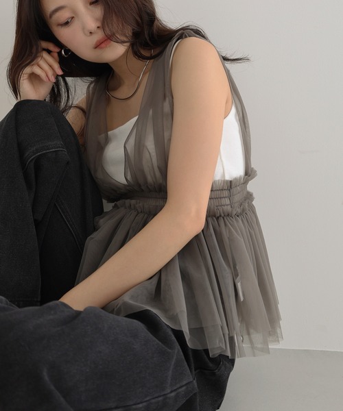 「Freesia by andme」 ノースリーブトップス M アイボリー レディース_画像6