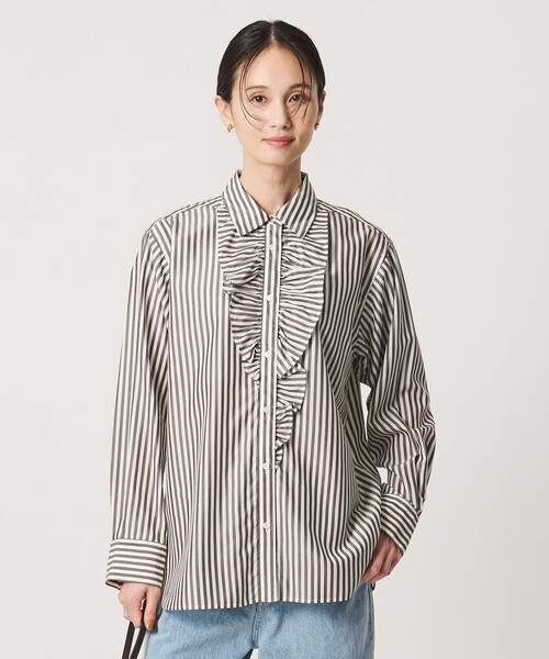 ユナイテッドアローズ　襟フリル 半袖シャツ ライトブルー UNITED ARROWS（ユナイテッドアローズ） ブラウス シャツ