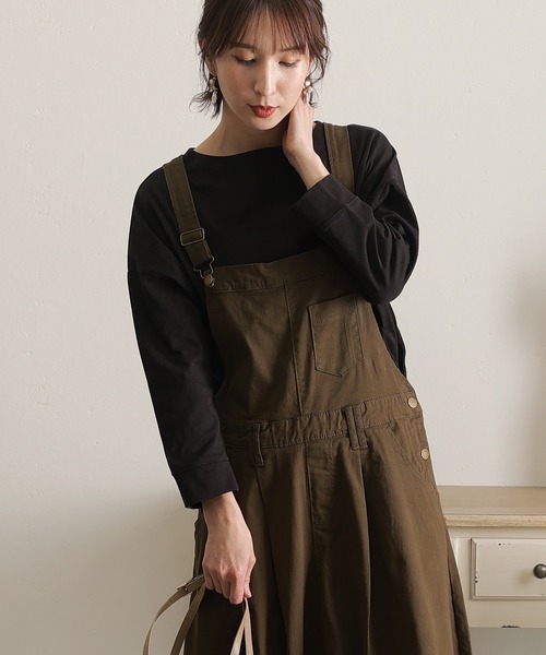 ElegChic tシャツ 2wayフロントドロップショルダーカットソー 長袖