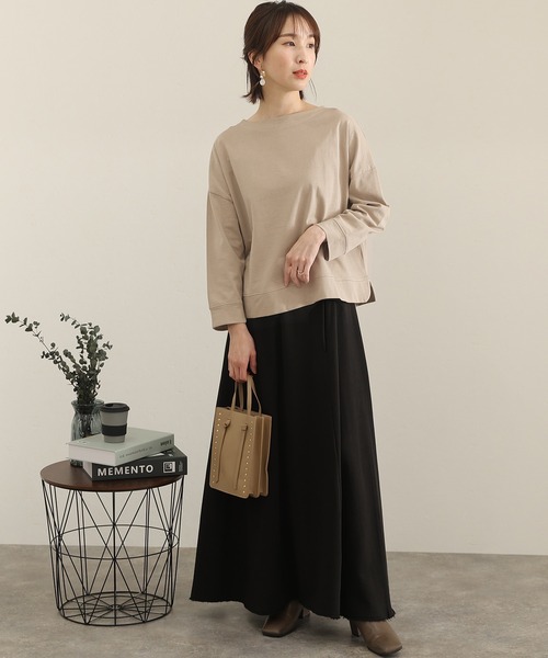 ドロップショルダー2wayトップス ElegChic tシャツ 2wayフロントドロップショルダーカットソー 長袖