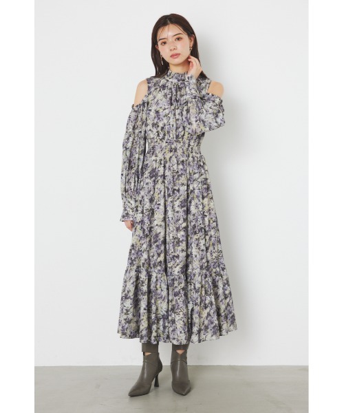セール】オーバーカラーZIPフレアワンピース（シャツワンピース