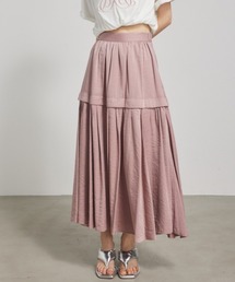 リエンダ　ブラックフレアスカート セール】バイアスギャザーフラワーフレアスカート（スカート