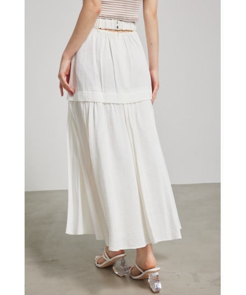 リエンダ　ブラックフレアスカート セール】ウエストシャーリングタックデザインフレアスカート 秋