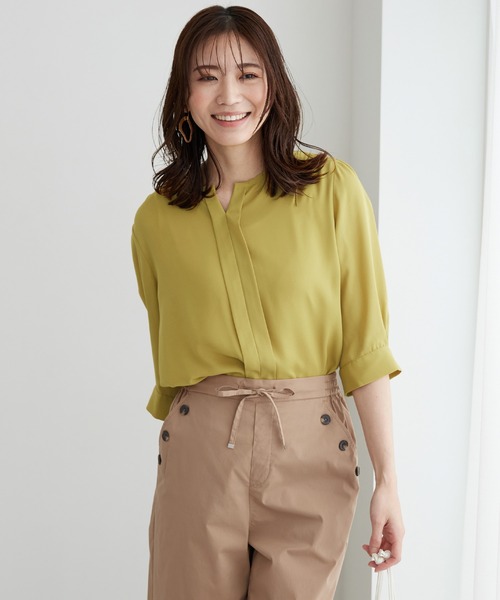 ブラウス シャツ ストレッチジョーゼットキーネックブラウス レディース SALE】ストレッチジョーゼットキーネックブラウス - 12Twelve