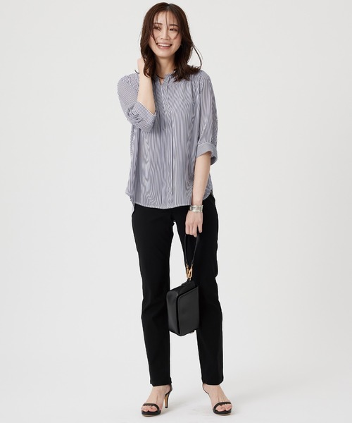 ブラウス シャツ ストレッチジョーゼットキーネックブラウス レディース SALE】ストレッチジョーゼットキーネックブラウス - 12Twelve