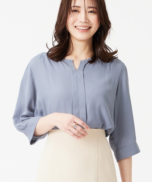 ブラウス シャツ ストレッチジョーゼットキーネックブラウス レディース SALE】ストレッチジョーゼットキーネックブラウス - 12Twelve