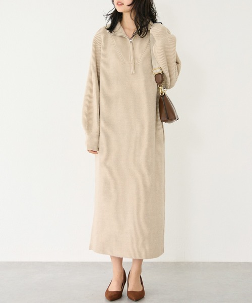 LAVEANGE ワンピース ハーフジップニットワンピース : ZOZOTOWN Yahoo