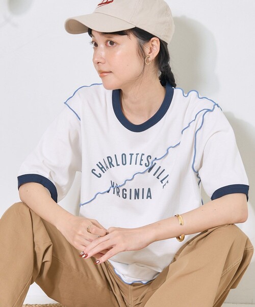 FREAK'S STORE（フリークスストア） tシャツ 配色メロー リンガーロゴT