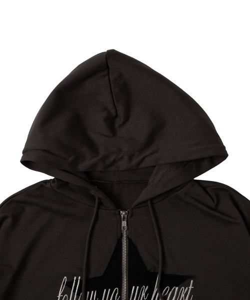 パーカー ONE POINT STAR LOGO HOODED CARDIGAN レディース ジャガードグラフィックニットZIPパーカー｜WEGO（ウィゴー