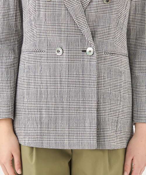 【美品】TOMORROWLAND グレンチェック ダブルブレストジャケット 36 グレンチェックサッカー ダブルブレストジャケット｜トゥモローランド