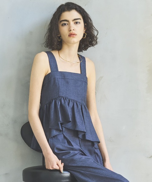 And Couture ブラウス シャツ シャンブレーペプラムキャミ