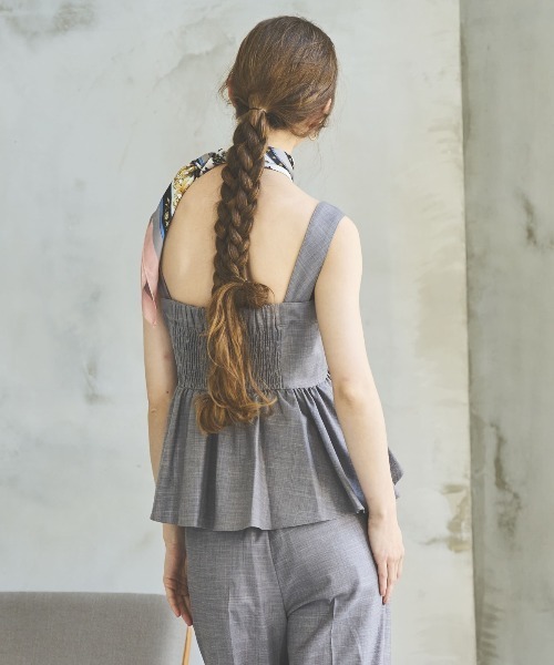 ブラウス シャツ シャンブレーペプラムキャミブラウス レディース And Couture ブラウス シャツ シャンブレーペプラムキャミ