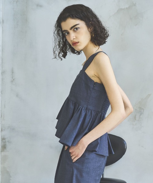 ブラウス シャツ シャンブレーペプラムキャミブラウス レディース And Couture ブラウス シャツ シャンブレーペプラムキャミ