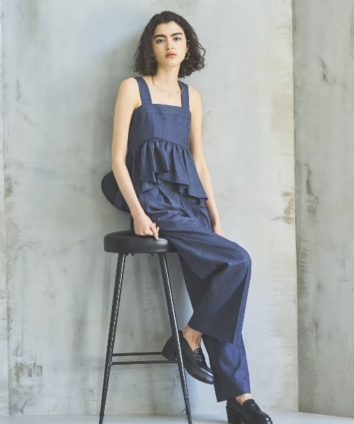 ブラウス シャツ シャンブレーペプラムキャミブラウス レディース And Couture ブラウス シャツ シャンブレーペプラムキャミ
