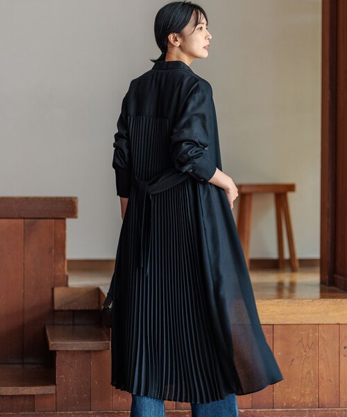 試着のみ ebure ウール シャツワンピース シャツワンピース 「洗える」ウールシアービエラ ワンピース