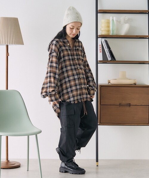 ブラウス シャツ オンブレチェックシャツ　576769 レディース FREAK'S STORE ブラウス シャツ ヴィンテージライク オンブレ