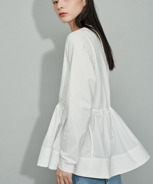ADAM ET ROPE' tシャツ 「WEB限定・洗える」ギャザーペプラム