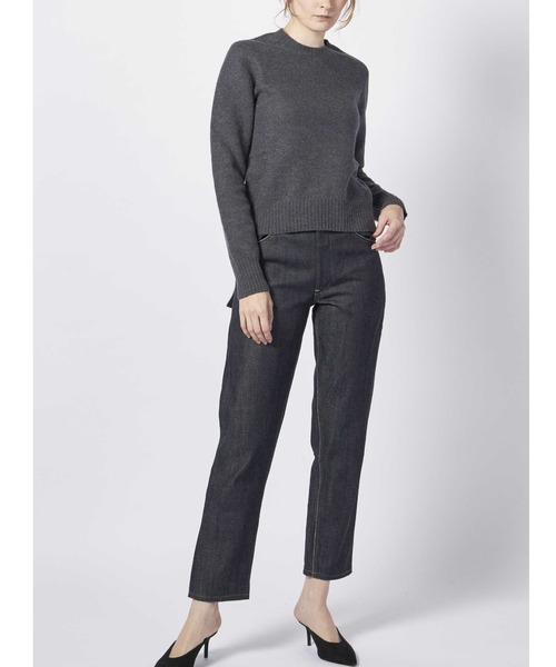 8 JIL SANDER NAVY グレー ニットセーター Lサイズ JIL SANDER ニット セーター SWEATER RN LS レディース