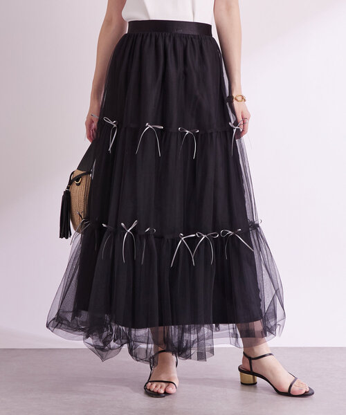 La boutique Bonbon スカート メニーリボンチュールティアード