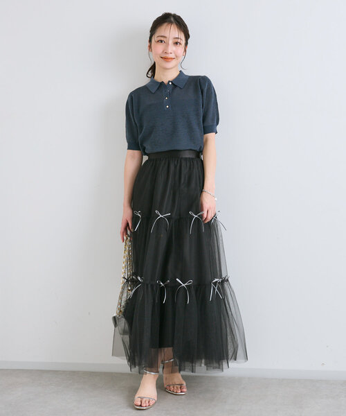 La boutique Bonbon スカート メニーリボンチュールティアード
