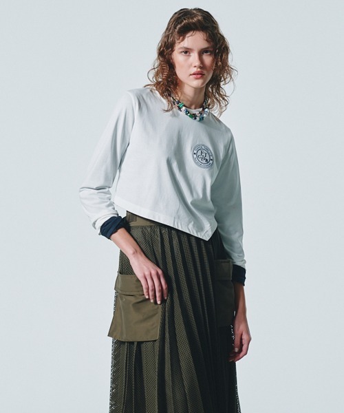 tシャツ 天竺アシンメトリーロングスリーブTシャツ レディース