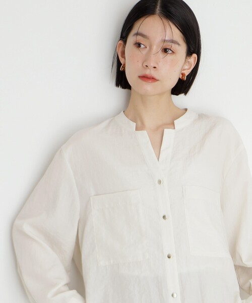 tシャツ スキッパーカットプルオーバー レディース THE SHOP TK ブラウス シャツ 「体型カバー」ダブルポケット