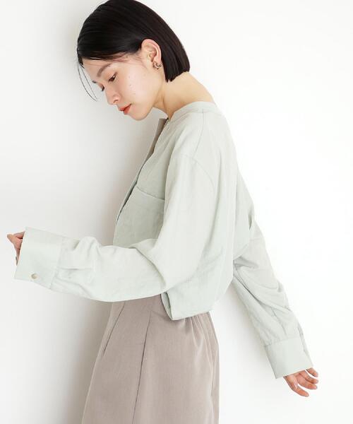 ブラウス シャツ ダブルポケットメッシュシャツ レディース THE SHOP TK ブラウス シャツ 「体型カバー」ダブルポケット