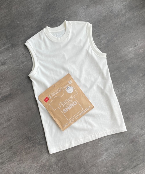 Hanes（ヘインズ） tシャツ SHIRO/シロ ノースリーブ パックTシャツ 