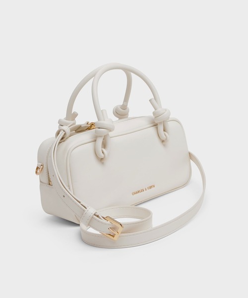 CHARLES & KEITH◆Sammie サミー ジップトート◆送料込 Taupe Canvas Sammie Canvas Knotted-Handle Elongated Bag