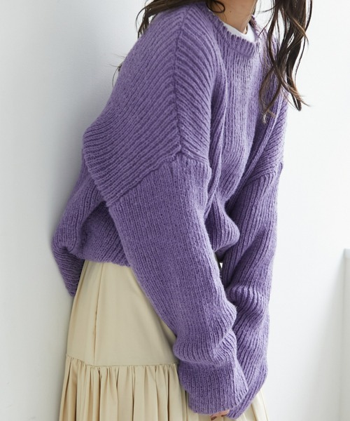 「ECRIRE」 長袖ニット L ブルー レディース_画像6